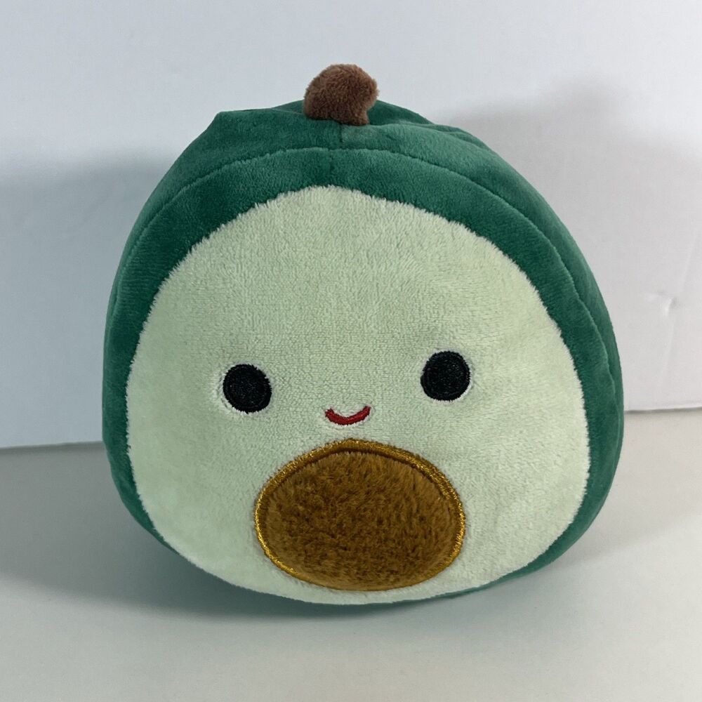 Squishmallow 6" Green Austin Avocado Fuzzy Belly Pink Cheeks Food Plush
